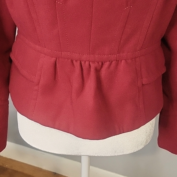 Express Vintage Structured Peplum Lined Zip Front Red Moto Jacket Size M - Picture 4 of 14
